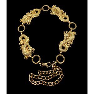 Vintage Doreen Ryan Gold Tone Metal Dragon Link Belt